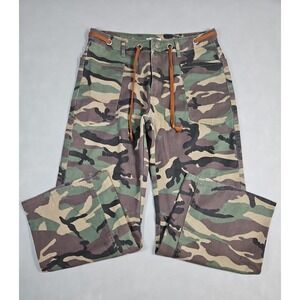 HME Womens Camo Lace Up High Rise Wide Leg Jeans Size XL (33) NWOT
